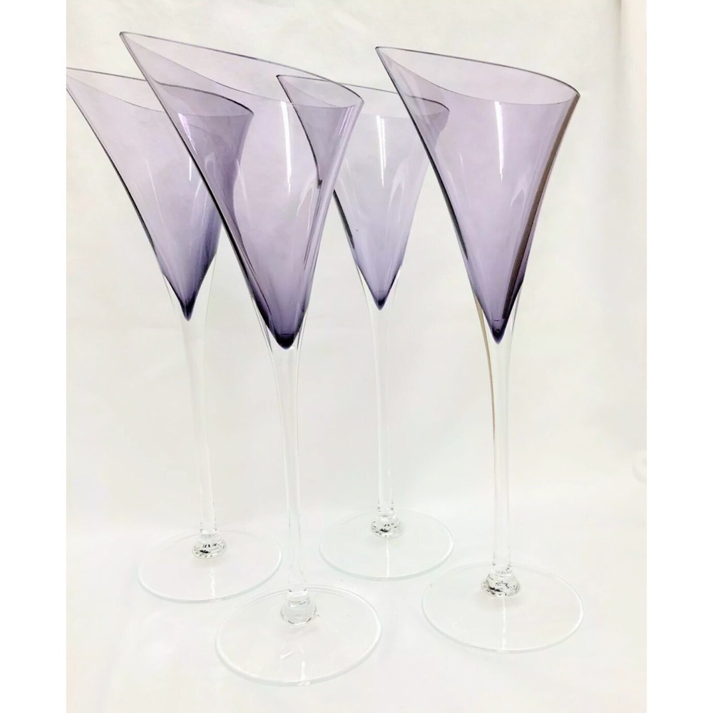 Bombay Crystal Fluted Wine Champagne  Glasses NWOT